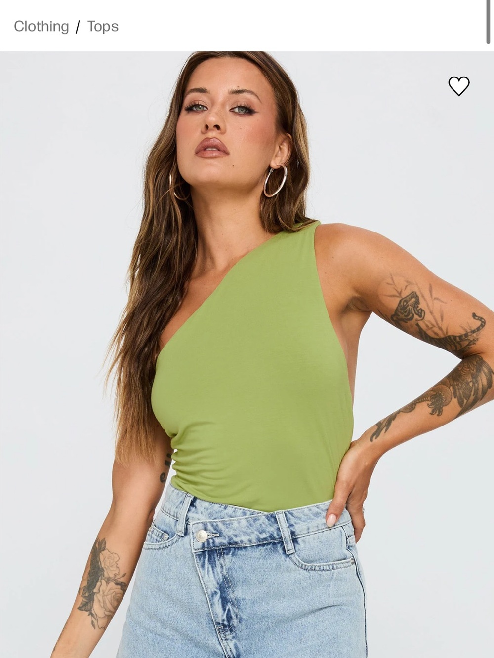 Princess Polly One-Shoulder Tank Top - Light Green